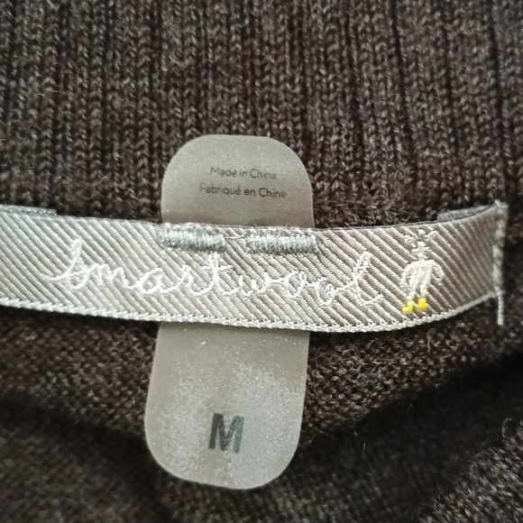 Smartwool taupe brown merino wool blend 1/2 zip pullover ribbed cuffs/hem Medium - Picture 8 of 12